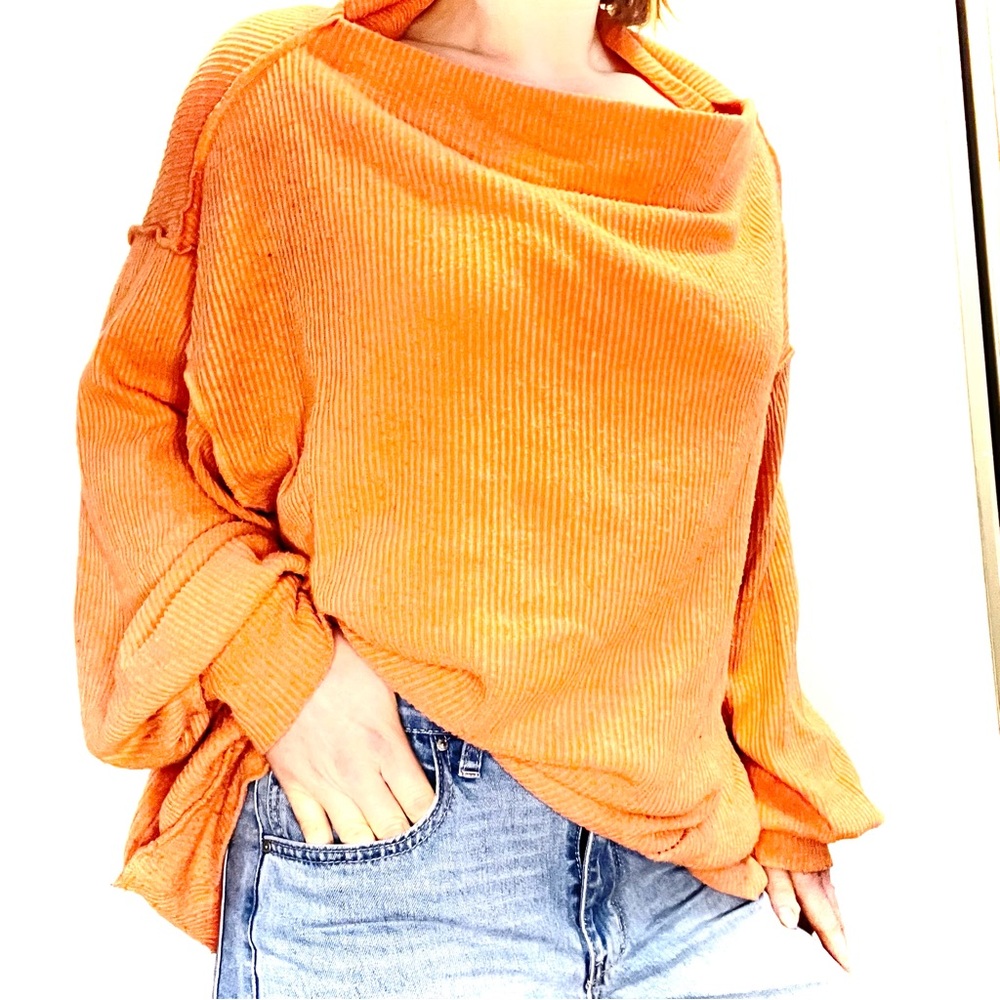 Free People Main Squeeze Havoc Orange Soft Sweater S